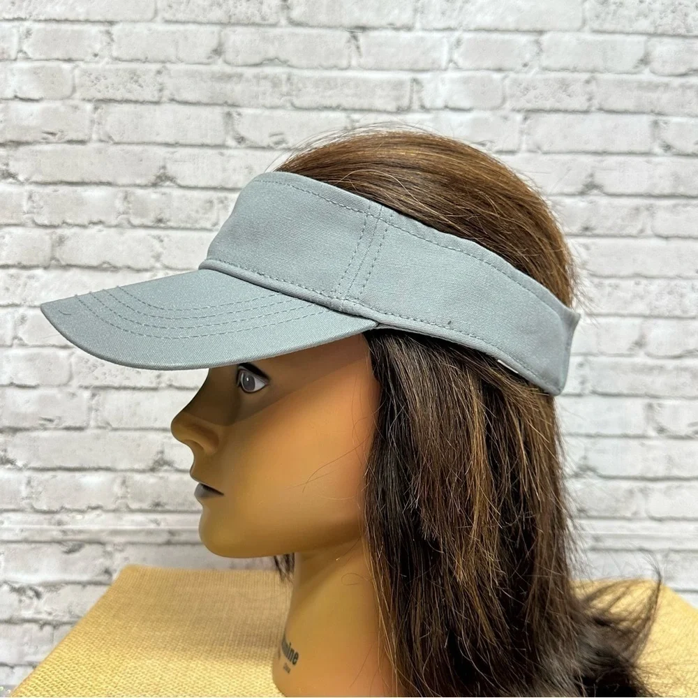 Time and Tru Women's One Size Grey Twill VISOR Hat Adjustable Sun Cap NEW